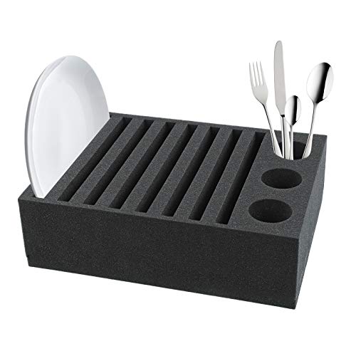 wamovo - Soporte para platos para caravanas, 330 x 245 x 60 mm, color negro