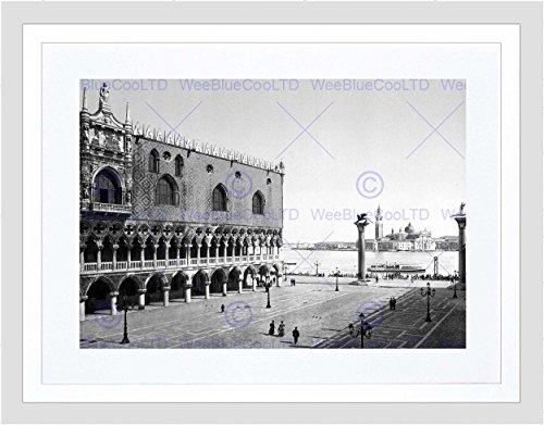 Wee Blue Coo Doge's Palace and Piazzetta Venice Italy 1890s Old BW - Cuadro Enmarcado para Pared