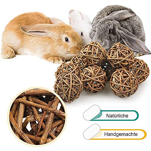 Willow Balls - Pelota de hierba para moler los dientes, juguete para masticar para conejos, conejillos de indias, chinchillas, hámster, pájaro, juguete para masticar, divertido juguete para animales
