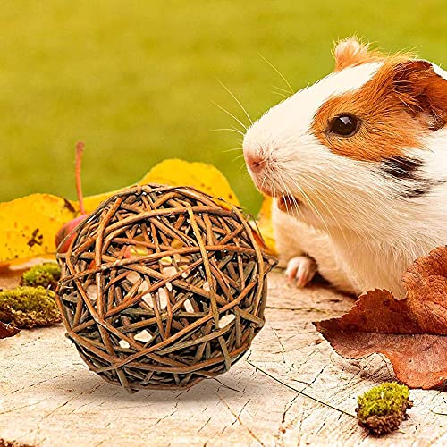 Willow Balls - Pelota de hierba para moler los dientes, juguete para masticar para conejos, conejillos de indias, chinchillas, hámster, pájaro, juguete para masticar, divertido juguete para animales