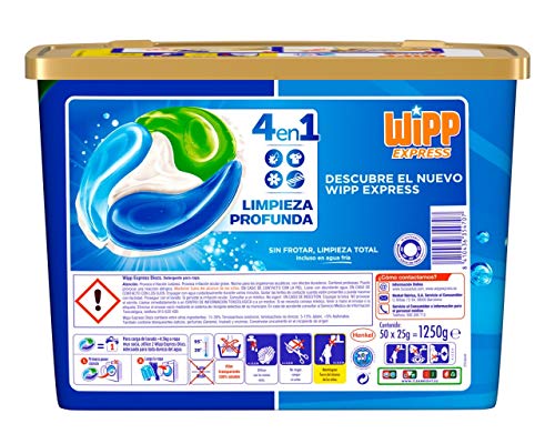 Wipp Express Discs Detergente en Cápsulas, 50 Dosis, 1250 Gramos