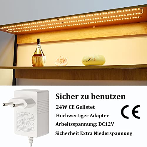 WOBANE Lámpara LED para debajo de muebles de cocina, 6 x 50 cm, iluminación LED regulable, 12 V, con mando a distancia, para cocina, armario, estanterías, vitrinas, TV, blanco cálido, 1500 lúmenes