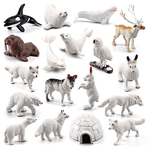 woyada Juego de 18 mini estatuas de animales polares de PVC antártico figuras de escritorio muñeca micro antártica decoración de paisaje para el hogar, dormitorio, jardín, bonsái
