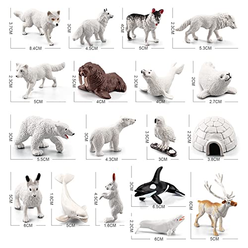 woyada Juego de 18 mini estatuas de animales polares de PVC antártico figuras de escritorio muñeca micro antártica decoración de paisaje para el hogar, dormitorio, jardín, bonsái