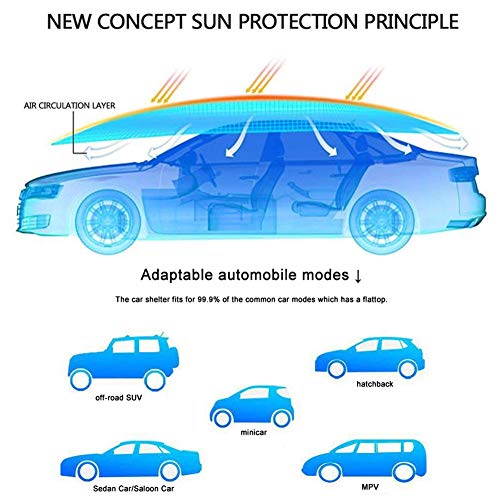 W&TT Toldo de coche de media cubierta automática al aire libre impermeable plegable portátil cubierta del toldo del coche anti-UV Sun Shelter Car Roof Tent,Azul