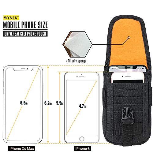 WYNEX Tactical Phone Pouch Molle, Smartphone Holster Bag EDC Utility Cellphone Lock Card Holder Organizer Fit for Waist Belt Case Incluye Tactical Gear Clip