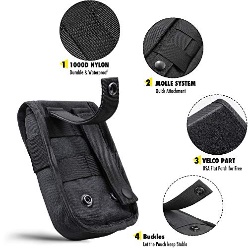 WYNEX Tactical Phone Pouch Molle, Smartphone Holster Bag EDC Utility Cellphone Lock Card Holder Organizer Fit for Waist Belt Case Incluye Tactical Gear Clip