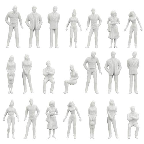 XAVSWRDE Figuras a Escala 1/50, 100pcs Figuras de Adultos Sin Pintar, Figuras de Personas en Miniaturas, Sentados y De Pie, Modelos de Personas, Figuras para Modelismo Ferroviario/Ciudades en Miniatur
