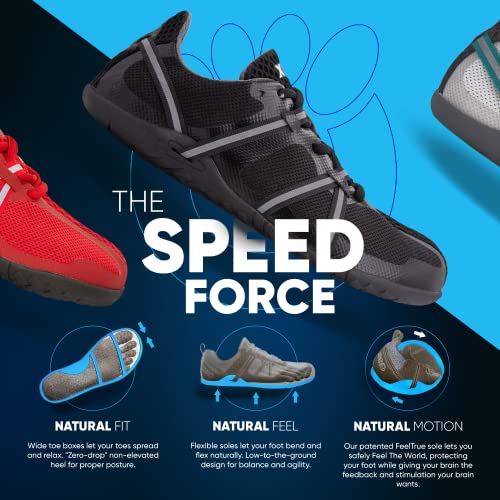 Xero Shoes Speed Force - Tenis de correr para hombre, minimalistas, ligeros, para caminos, senderos, entrenamientos, negro (Negro), 41 EU