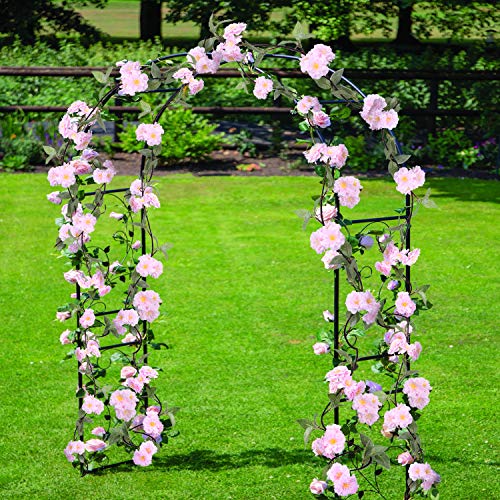 XHXSTORE 2PCS Artificial Cherry Blossom Rose Silk Artificial Ivy Planta de Escalada de Interior al Aire Libre para Enrejado Espejo Araña Boda Columpio Patio Jardín Hogar-185CM