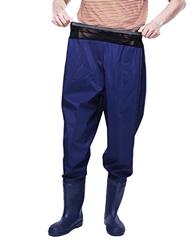 Xinwcang Pantalón de Pesca para Hombre Impermeable Rain Pantalones de Moto, Botas Antideslizante Waders Pesca Azul 39
