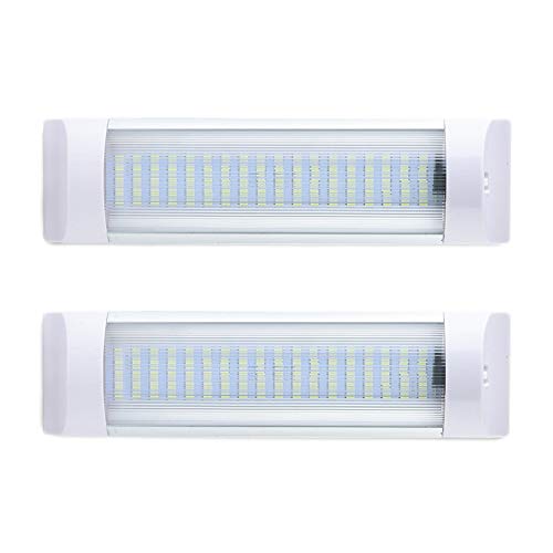 XQK 72 Luces LED para Interiores, 12 V - 80 V, Tira De Luz Brillante para Coche, Barra De Tubo De Luz Blanca para Remolque, Furgoneta, Autobús con Interruptor De Encendido/Apagado (Paquete De 2)