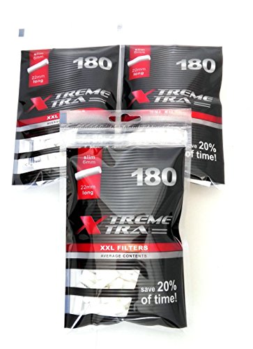 Xtreme Xtra Slim - Filtro de cigarrillos extra largo (22 mm, 16 bolsas)
