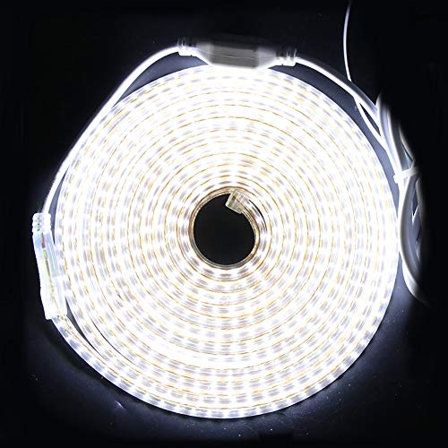 XUNATA 3m 220V Tiras LED, SMD 3014 120LEDs/m, IP67 Impermeable, Escalera de Techo Blancas Tira de LED Cocina Cable Luces LED Blanco frio