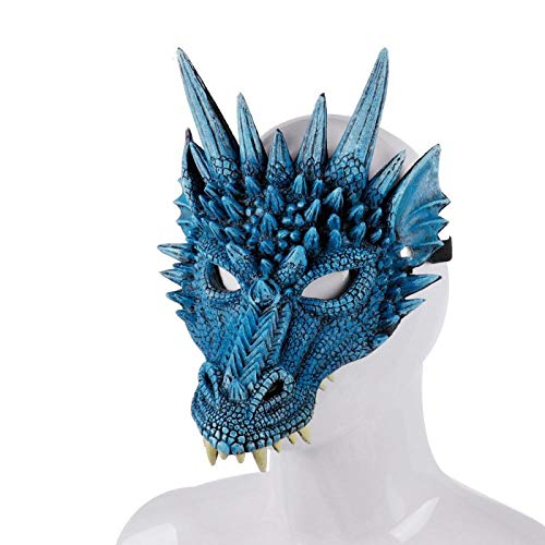 XWYWP Máscara de Halloween Máscara 4D Dragón Azul Máscara de Halloween Máscara de Media Cara Máscara de Disfraces Decoraciones de Fiesta