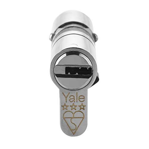 Yale - Cerradura europea de bombín cilíndrico para puerta de alta seguridad, anti rotura y anti golpes, níquel 35/35, uPVC, platino, 3 estrellas, 35 (int.) x 35 (ext.) TS2007:2014