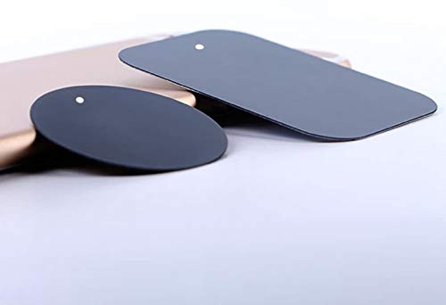 YGKJ 4 Piezas láminas Metálicas con Adhesivos Muy Finas Reemplazo de Placas de Metal para Soporte Movil Coche Magnético/Soporte iman movil Coche (2 Redondas y 2 rectangulares) (Negro)