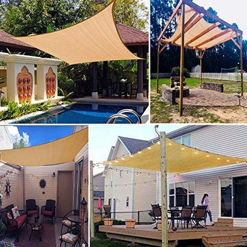 Yidaxing Toldo Vela de Sombra Cuadrado 2 x 3 m, protección Rayos UV Impermeable para Patio, Exteriores, Jardín, Color Arena