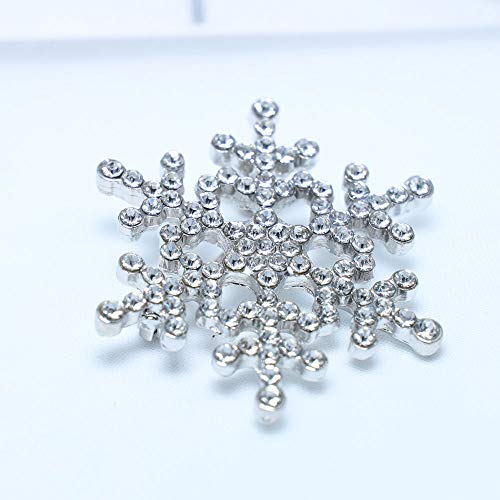 Yienate - Broche de copo de nieve moderno con diamantes de imitación, pin para el pecho con cristales, ideal para la ropa de Navidad, joya perfecta como regalo para mujeres y niñas, plateado