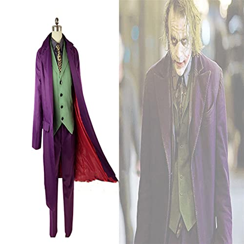 YYCHER Heath Ledger - Traje de cosplay de Halloween para hombre, película The Dark Knight Joker Disfraz de chaqueta púrpura (color: solo abrigo, tamaño: M)