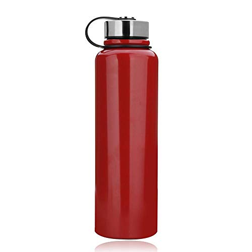 YYW - Botella térmica de acero inoxidable de 1,5 litros, aislada al vacío, termo, a prueba de fugas, deportiva, doble pared, termo para deporte, Unisex adulto, rojo, 1.5 L ( 13x3.5 Zoll )