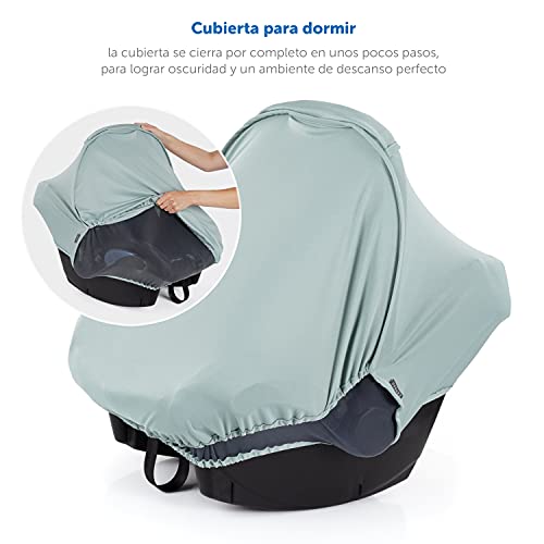 Zamboo Cubierta 3 en 1 para Grupo 0+ (se adapta a Maxi-Cosi/Cybex/Römer) | Toldo solar con Protección UV, Mosquitera y Funda de asiento (menta)