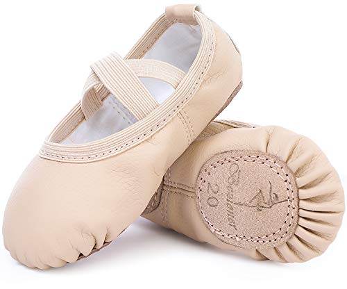 Zapatillas de Danza Cuero Zapatos Media Punta de Ballet y Gimnasia para Niña y Mujer Beige 40