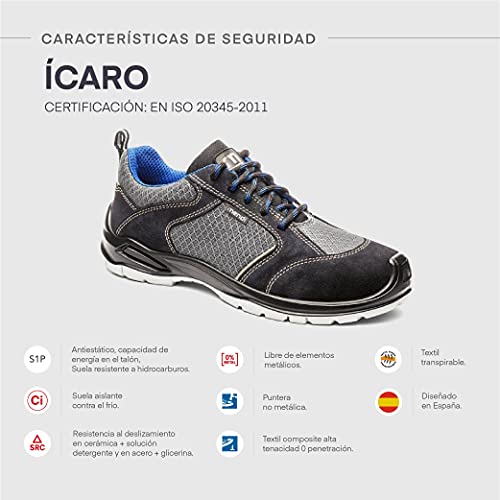 Zapatillas de Seguridad Resistencia eléctrica para Hombre y Mujer/Zapato de Trabajo Comodos con Puntera Reforzada en Fibra de Vidrio (no Acero) Calzado Laboral Antideslizantes (Numeric_45)