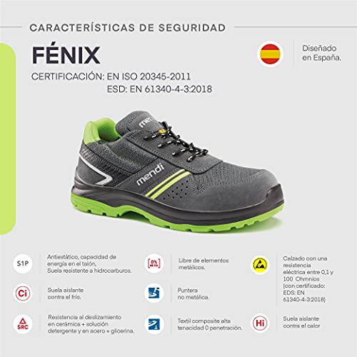 Zapatillas de Seguridad Resistencia eléctrica para Hombre y Mujer/Zapato de Trabajo Comodos con Puntera Reforzada en Fibra de Vidrio (no Acero) Calzado Laboral Antideslizante (Numeric_45)