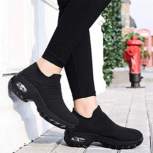 Zapatillas Deportivas de Mujer Zapatos Running Fitness Gym Outdoor Sneaker Casual Mesh Transpirable Comodas Calzado Negro Talla 44