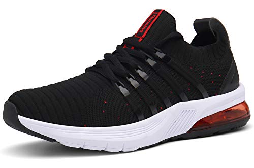 Zapatillas Deportivas Hombre Mujer Running Ligeros Zapatos para Correr Deportes Calzado Gimnasio Aire Libre Comodas Air Sneakers Negro Gris Blackred 45EU