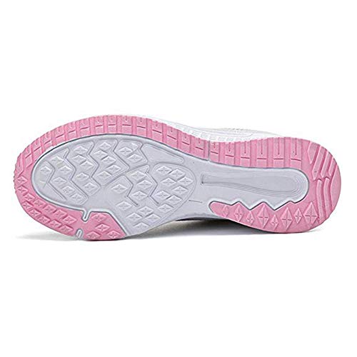Zapatillas Deportivas Mujer Sneakers Zapatos para Correr para Niña Mujeres Running Zapatos Casuales de Mujer Ligero Respirable Atarse Rosa Gris Talla 44