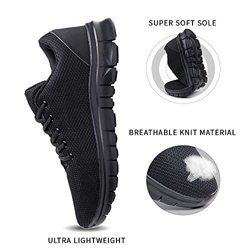 Zapatillas Running Hombre Zapatos Deportivos con Cordones Casuales Sneakers Sport Fitness Gym Outdoor Transpirable Comodas Calzado Negro Talla 44