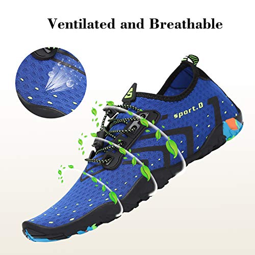 Zapatos de Agua para Hombre Mujer Secado Rápido Escarpines Antideslizante Calzado de Playa Ligero Respirable Zapatillas de Surf Natación Acuáticos, Corrugado Azul 42