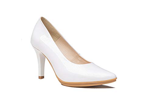 Zapatos de Salón Mujer de Piel | Fabricados en España. Disponible Desde la Talla 36 hasta la Talla 41 - Finita Shoes Modelo AW1499 Color Rojo,Blanco y Nude.