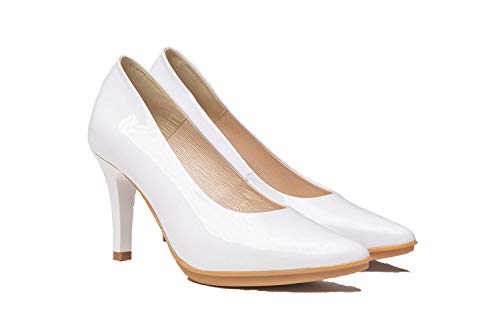 Zapatos de Salón Mujer de Piel | Fabricados en España. Disponible Desde la Talla 36 hasta la Talla 41 - Finita Shoes Modelo AW1499 Color Rojo,Blanco y Nude.