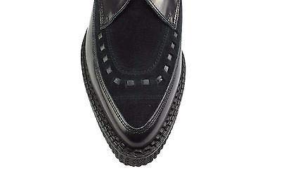 Zapatos de tierra de acero cuero negro Suede Point Creepers Monje Hebilla puntiaguda, color Negro, talla 42 1/3 EU