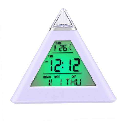 Zhouba - Reloj despertador con luz de fondo LED, pantalla digital, termómetro de tiempo, calendario, calendario
