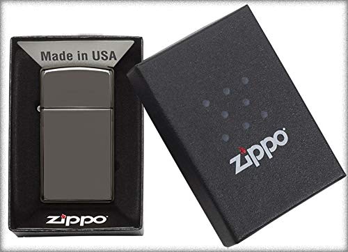 Zippo 60001182 Slim Black Ice - Mechero de Gasolina (latón, 1 x 3,5 x 5,5 cm)