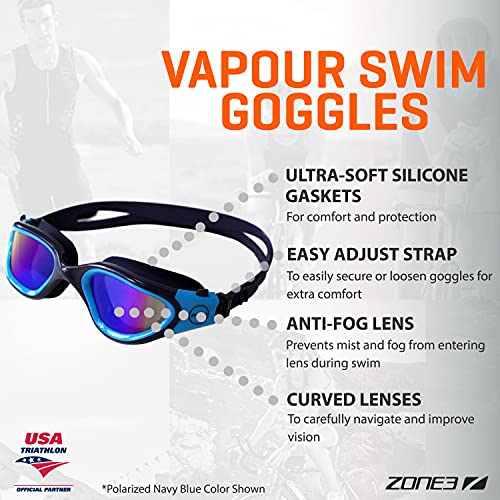 ZONE3 Vapour Gafas de natación, Unisex, Polarizado-Negro/Oro, tamaño único