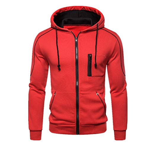 ZZOU Men's Full Zip Athletic Long Sleeve Hoodies Gym Workout Bodybuilding Fitness Sweatshirts Sports Cardigan Hooded Jacket Zip Up Tops Hoody Plain Pullover Knit Casual T-Shirts Undershirt