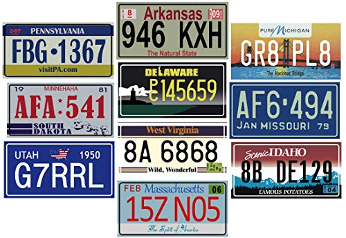 - Lote de 10 Placas de matrícula de automóviles de EE. UU. En Metal: réplicas de Placas estadounidenses Reales (V6 + V7)