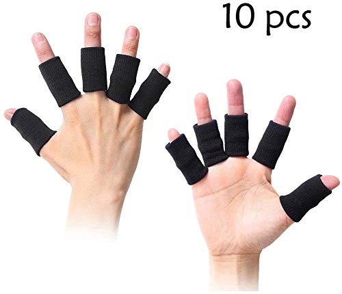 10 Protectores para los dedos para prevenir la artritis y las callosidades, color negro