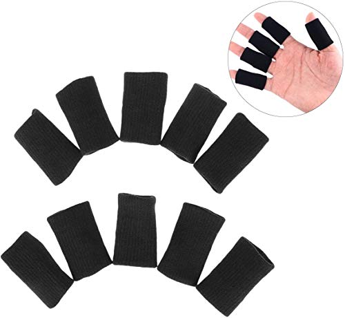 10 Protectores para los dedos para prevenir la artritis y las callosidades, color negro