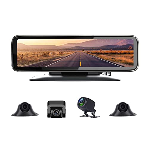 12 Inch Mirror Dash CAM 4 Cams RecordRecorder 360 Degree View Touch Screen Smart Mirror Dvrs 4 Split Display Night Vision G-Sensor Parking Assistance