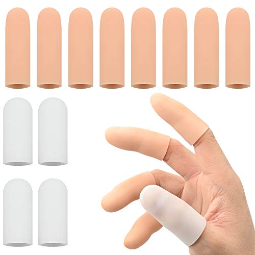12 piezas Protector de Dedos Gel Funda Finger Protector Casquillos Dedos Mano de Silicona Manga de Dedos,para Agrietamiento de Dedo Gatillo de Dedo