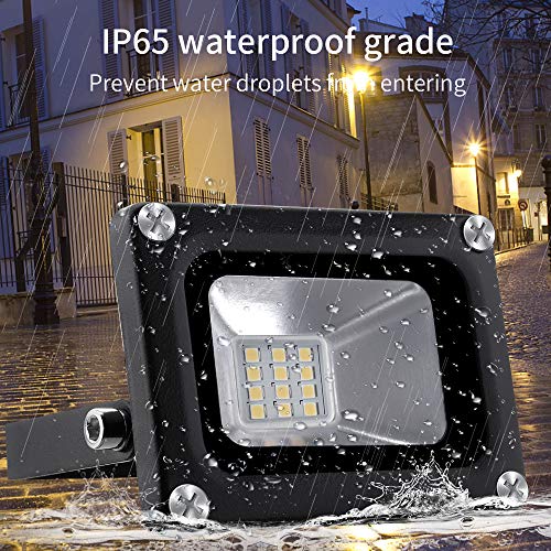 12V Focos LED Exterior Proyector 10W 800lm Floodlight Impermeable IP65 3000K Blanco Cálido Reflector Foco para Jardín, Garaje, Campo Deportivo
