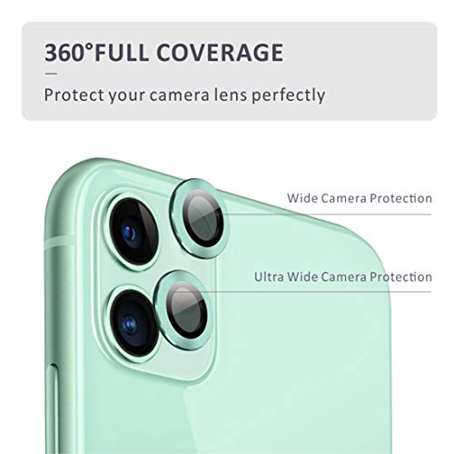 [2 Pack] Protector Cámara iPhone 11, Protector Camera iPhone 11 6.1'' [Alta definición] [Caso amistoso] [Resistencia al Rayado] (de en Verde)