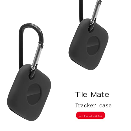2 PCS Funda de Silicona Tile Mate (2022), Compatible con Tile Mate Tracker, localizador inalámbrico antipérdida, Funda Protectora Impermeable y a Prueba de Golpes con mosquetón (Negro + Negro)