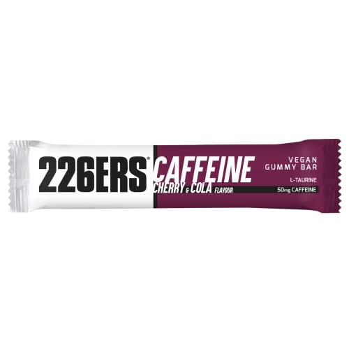 226ERS Vegan Gummy Bars | Barritas Energéticas Veganas con Cafeína, Snacks Deportivos tipo Gel Ciclismo y Running, Cherry Cola - 42 barras x 30g
